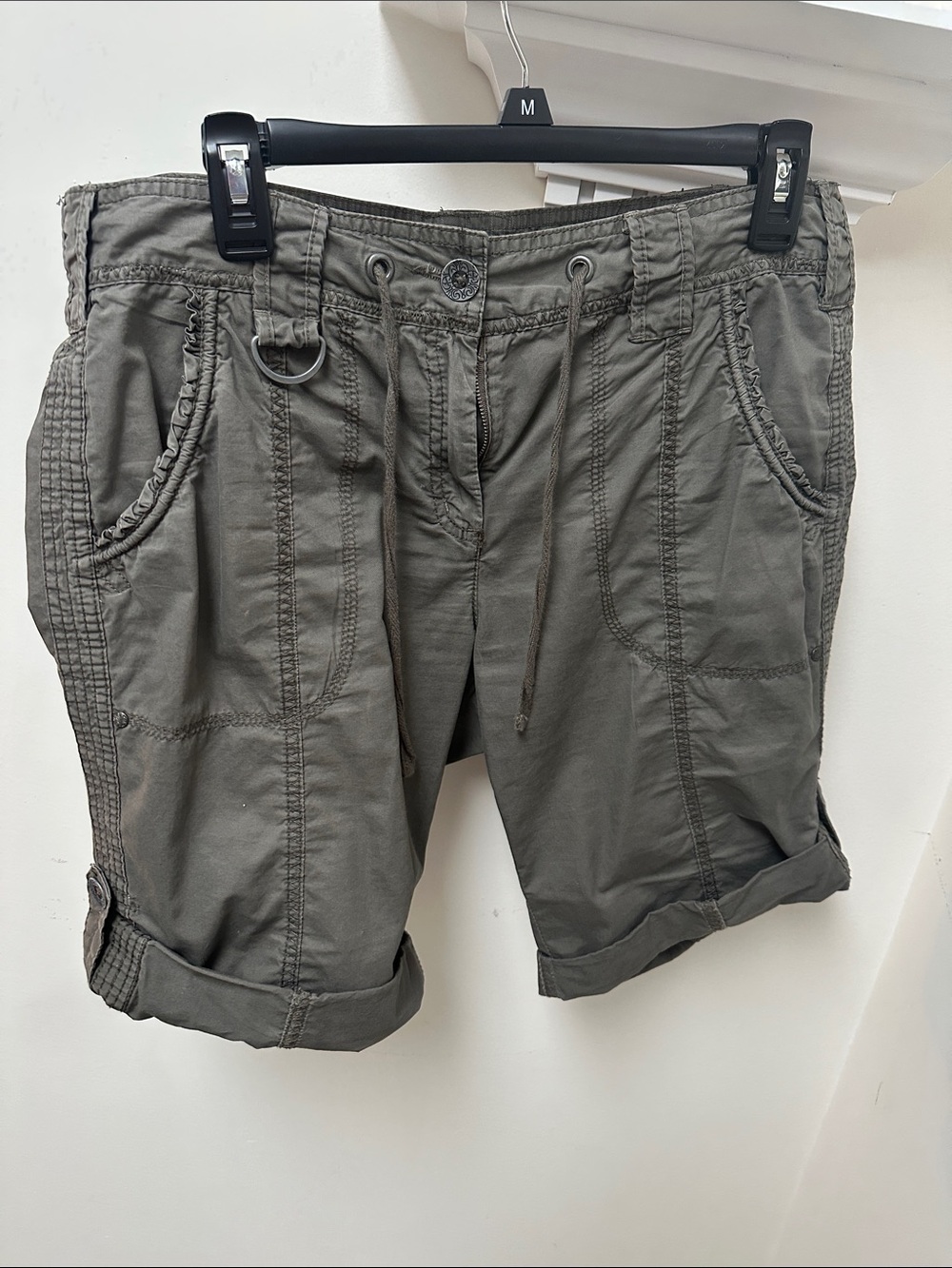 Women's Olive Utility Drawstring Shorts